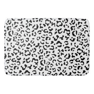 Tapete De Banheiro Impressão Leopardo, Manchas Leopardo, Preto E Bran