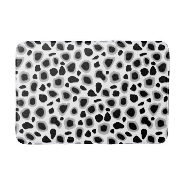 Tapete De Banheiro Impressão Leopardo, Preto e Branco (Frente)