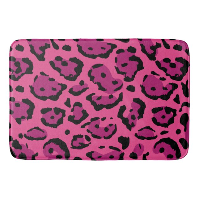 Tapete De Banheiro Impressão Leopardo Rosa-Quente (Frente)