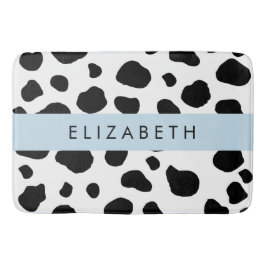 Tapete De Banheiro Impressão, Pontos De Vaca, Preto E Branco, Seu Nom