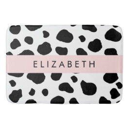 Tapete De Banheiro Impressão, Pontos De Vaca, Preto E Branco, Seu Nom
