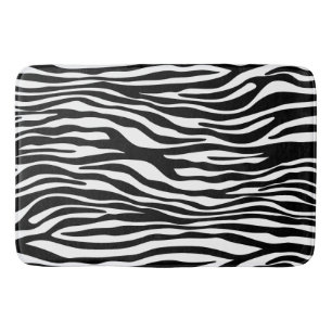 Tapete De Banheiro Impressão Zebra, Banhas Zebra, Preto E Branco