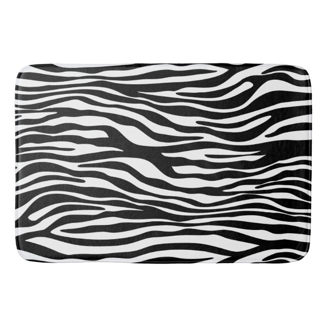 Tapete De Banheiro Impressão Zebra, Banhas Zebra, Preto E Branco (Frente)