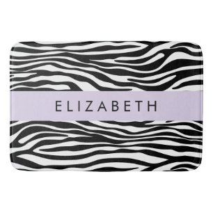 Tapete De Banheiro Impressão Zebra, Stripes, Preto E Branco, Seu Nome