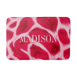 Tapete De Banheiro Impresso Animal Leopardo Rosa Vermelho Chic Femini