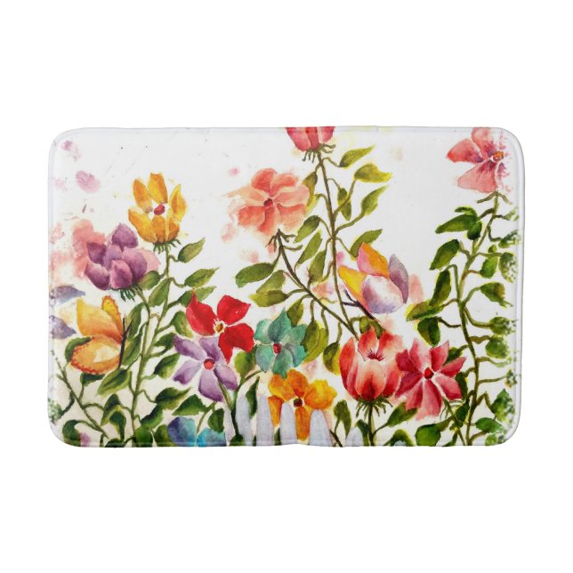 TAPETE DE BANHEIRO IMPRESSÕES DE PAW DE CACHORRO COM CERCA DE JARDIM (Frente)