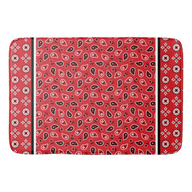 Tapete De Banheiro Impressões Red Bandana Boho (Frente)