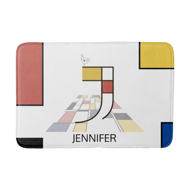 Tapete De Banheiro Incredible Neoplasticism Art Monogram. Letter J (Frente)