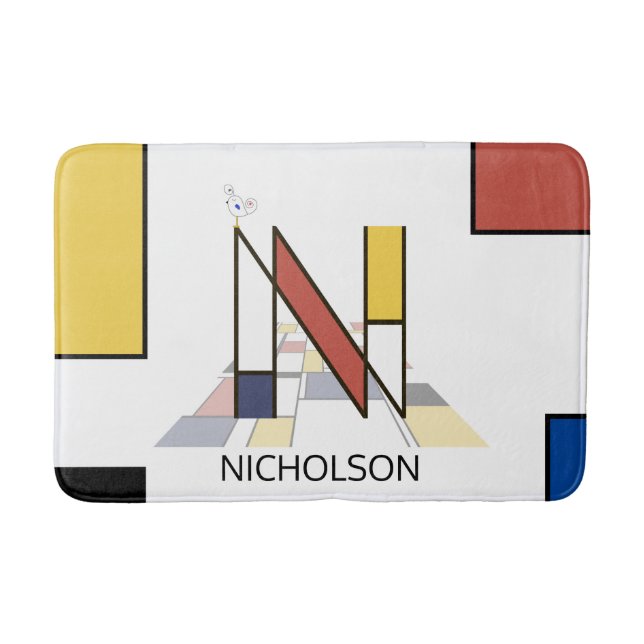 Tapete De Banheiro Incredible Neoplasticism Art Monogram. Letter N (Frente)