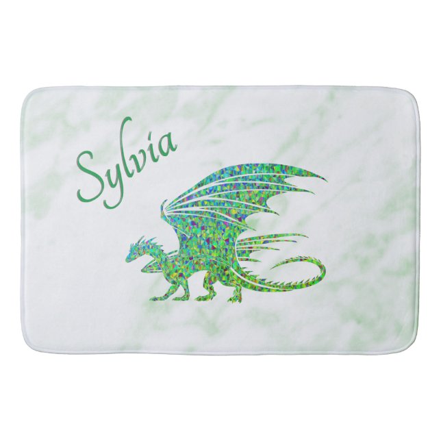 Tapete De Banheiro Incrível Dragão Verde Mosaico Pessoal (Frente)