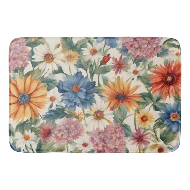 Tapete De Banheiro Incrível Flores de Jardim de Verão (Frente)