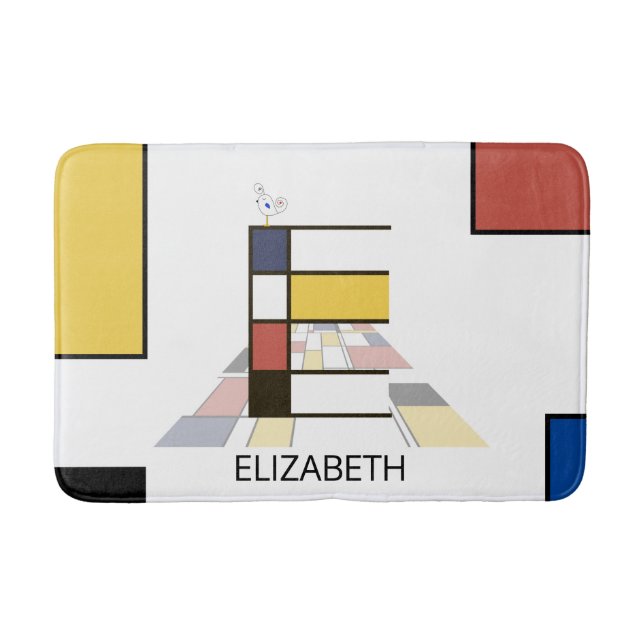 Tapete De Banheiro Incrível Neoplasticismo Monograma de Arte. Letra E (Frente)