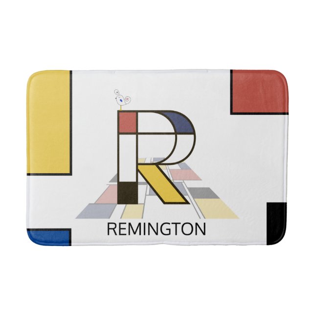 Tapete De Banheiro Incrível Neoplasticismo Monograma de Arte. Letra R (Frente)