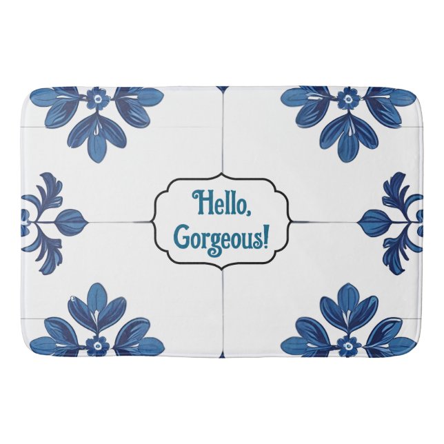 Tapete De Banheiro Indigo Azulejo Blue Portuguese Lisbon (Frente)