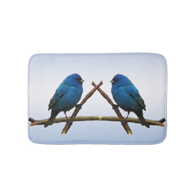 Tapete De Banheiro Indigo Bunting Birds Bath Mats (frente)