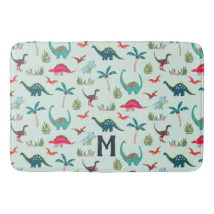 Tapete de Banheiro Infantil Monograma de Dinossaur