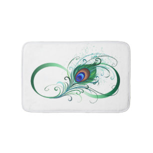Tapete De Banheiro Infinity Symbol with Peacock Feather