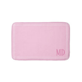 Tapete De Banheiro Iniciais Personalizados com Striping Branco e rosa