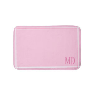 Tapete De Banheiro Iniciais Personalizados com Striping Branco e rosa