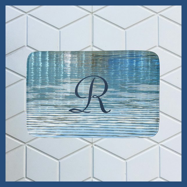 Tapete De Banheiro Inicial Monogramada de Pelúcia com Reflexo Abstrat (Criador carregado)