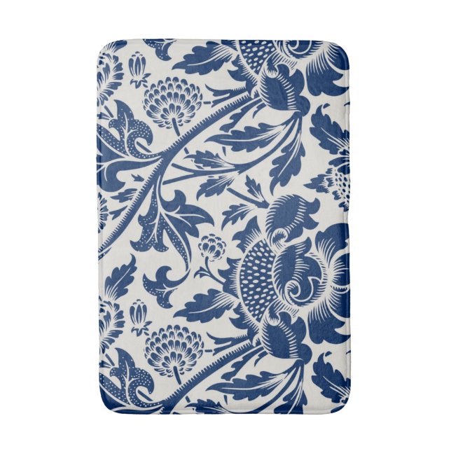 Tapete De Banheiro Intricate blue floral pattern on light background (Frente Vertical)