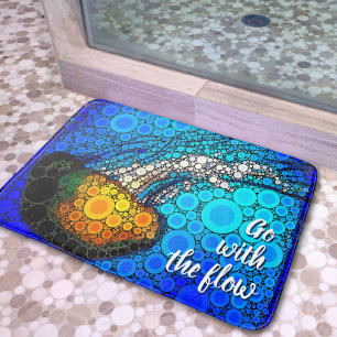 Tapete De Banheiro Ir com o Fluxo Laranja Jellyfish Blue Ocean Bold