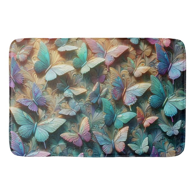 Tapete De Banheiro Iridescent Butterfly Garden (Frente)