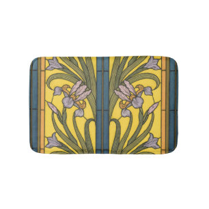 Tapete De Banheiro Iris Flower Art Nouveau Padrão De Vidro Mantido
