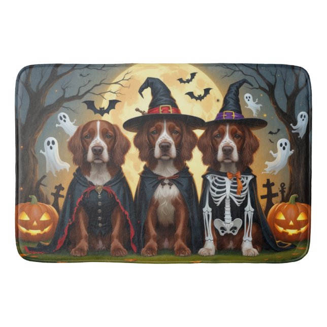 Tapete De Banheiro Irish Red Setter Dogs Pumpkin Halloween Engraçado (Frente)