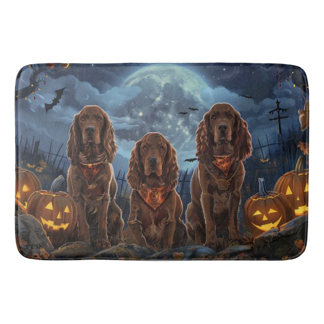 Tapete De Banheiro Irish Red Setter Halloween Spooky (Frente)