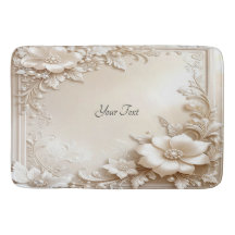 Ivory Flowers Bath Mat