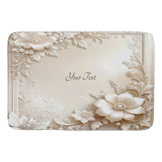 Tapete De Banheiro Ivory Flowers Bath Mat