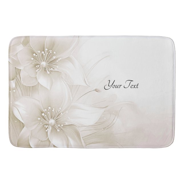 Tapete De Banheiro Ivory White Flowers Bath Mat (Frente)