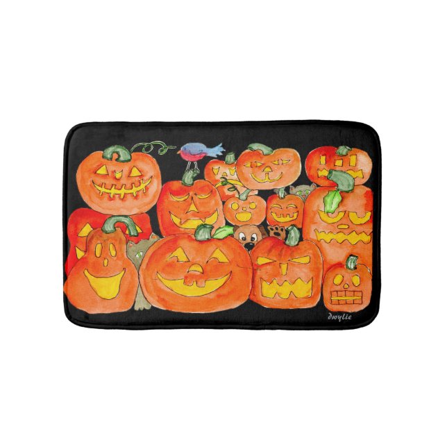 Tapete De Banheiro Jack-O-Lanterns with Animals (frente)