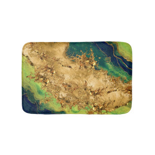 Tapete De Banheiro Jade Green e Bronze Dourado Abstrato