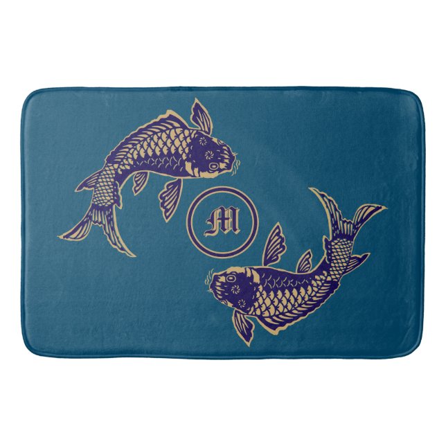 Tapete De Banheiro Japanese Koi Fish Monogram (Frente)