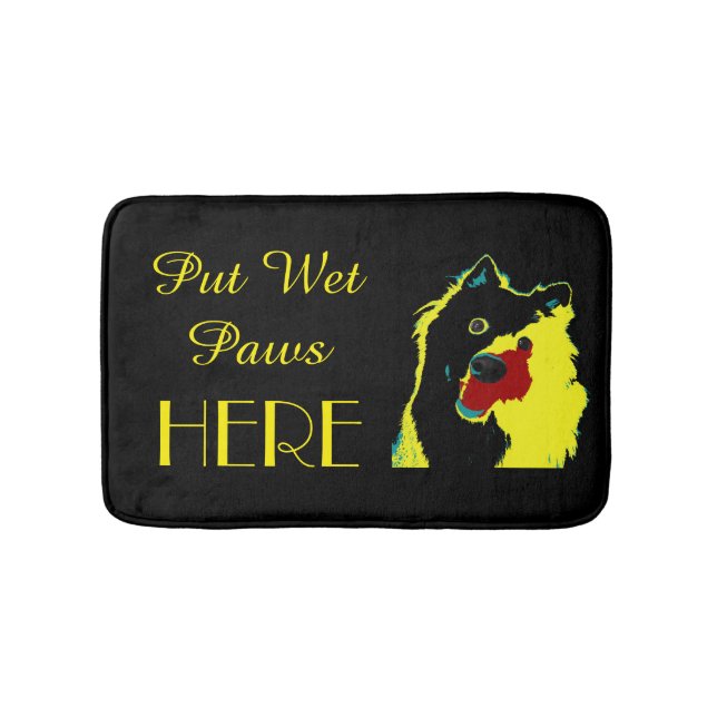 Tapete De Banheiro Japonês Spitz Black & Yellow Funny Bath Mat (frente)