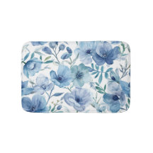 Jardim Floral Botânico Azul em Aquarela
