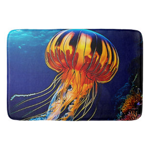 Tapete De Banheiro Jellyfish vibrante arte submarina
