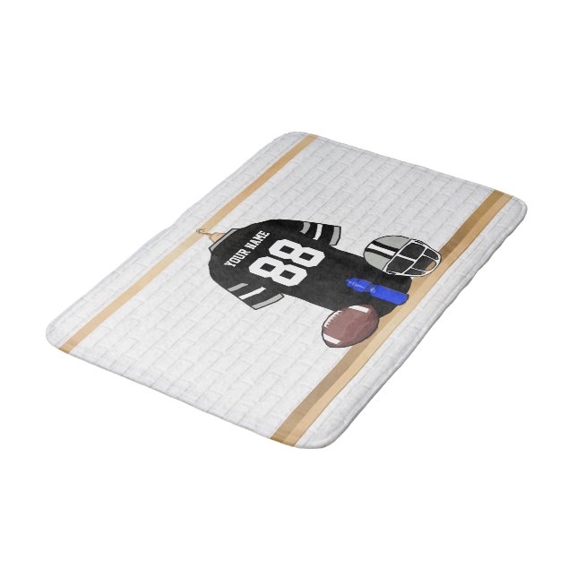 Tapete De Banheiro Jersey de Cinzas Negra e Silver Personalizadas (Angulado)