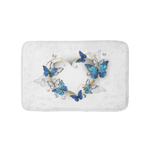 Tapete De Banheiro Jewelry Heart with Butterflies Morpho