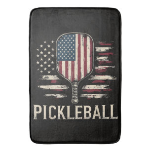 Tapete De Banheiro Jogador de Pickleball Bandeira dos EUA Retro Paddl