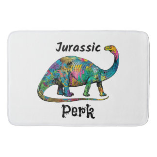 Tapete De Banheiro Jurassic Perk Colorido Dinossauro Branco