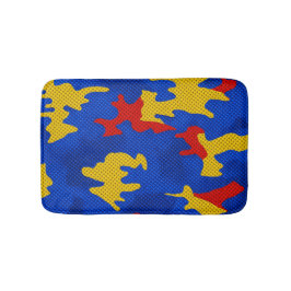 Tapete De Banheiro Kansas Blue Red Yellow Vibrant Camo Pattern