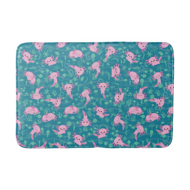 Tapete De Banheiro Kawaii Axolotl em Ocean Bath Mat (Frente)