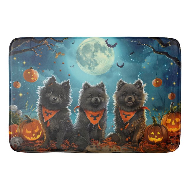 Tapete De Banheiro Keeshond Halloween Spooky (Frente)