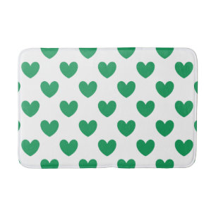 Tapete De Banheiro Kelly Green Polka Hearts em branco