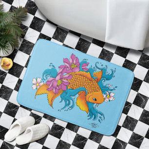 Tapete De Banheiro Koi Fish Lotus Cherry Blossoms