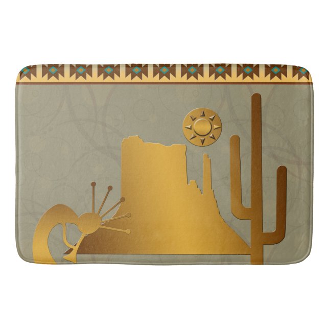 Tapete De Banheiro Kokopelli Mesa e Cactus Set #2 (Frente)