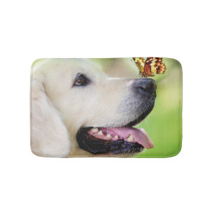 Tapete De Banheiro Labrador E Travesseiro decorativo De Borboleta